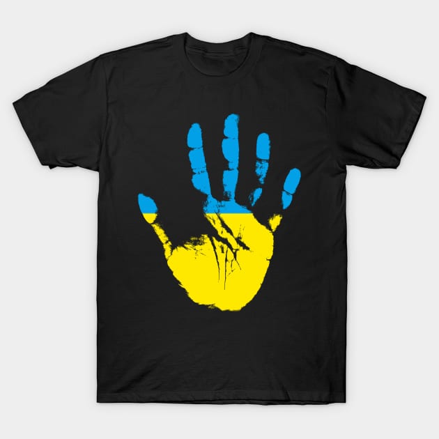 Ukraine Flag, Cool Ukranian Hand T-Shirt by Jakavonis